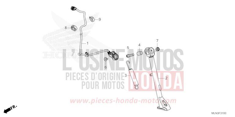 BEQUILLE LATERALE de Africa Twin Méca MAT BALLISTIC BLACK METALLIC (NHA86) de 2024